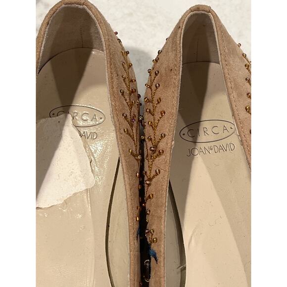 Circa Joan & David Women’s Embellished Floral Suede Slip On Shoes Size 7 Cream - Picture 5 of 7